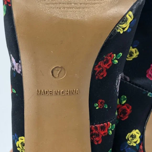 Betsey Johnson Black & Red Floral Stiletto Heels | Perfect For Any Occasion - Picture 4 of 9